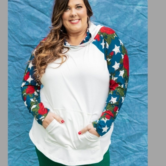 NWOT Lularoe "Amber" Rose Pink & Cream Striped Hoodie SIZE MEDIUM - Picture 4 of 6